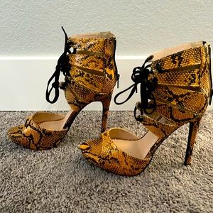 Gold & Black Snake Skin Style Stilettos
